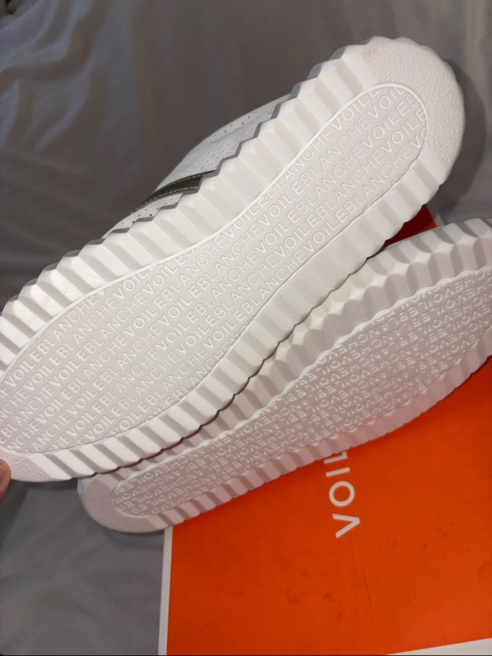 NWT VOILE BLANCHE INES Mesh 2 Leather And Suede Sneakers White-Platinum - Picture 15 of 16